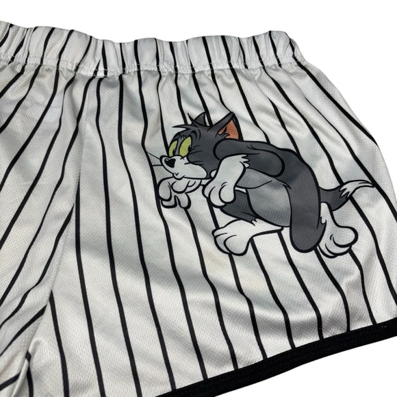 Tom & Jerry Girl's Size XL Athletic Running Shorts White Striped Lounge Shorts - Picture 6 of 7
